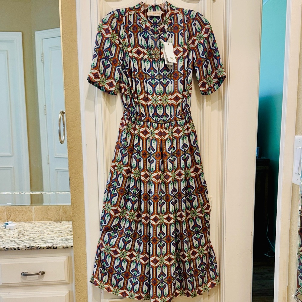 Tory Burch Multicolor Geometric Midi Dress